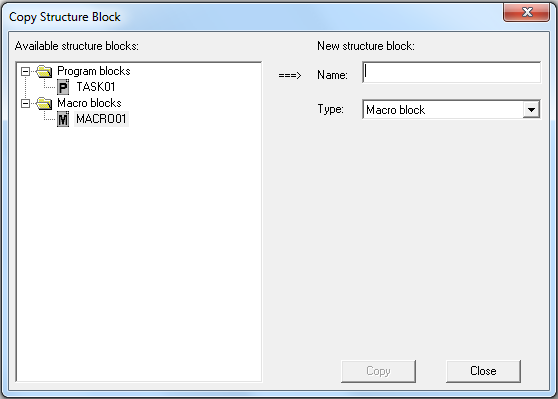 Select structure block