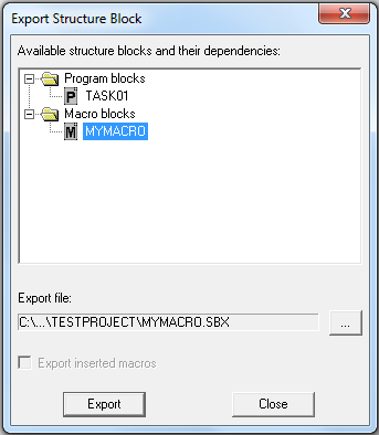 Select structure block